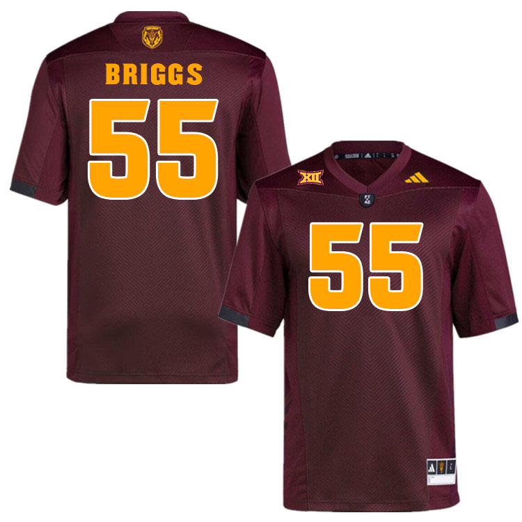 Men #55 Cade Briggs Arizona State Sun Devils College Football Jerseys Stitched-Maroon